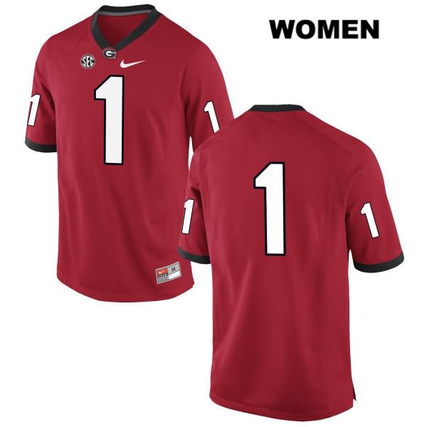 Georgia Bulldogs Women's Justin Fields #1 NCAA No Name Authentic Red Nike Stitched College Football Jersey VMV5556NS